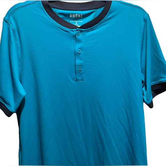 ** RHÔNE Blue Ringer Henley Shirt - Picture 5 of 10